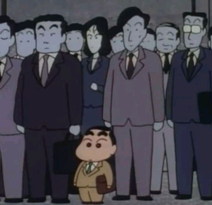 #Anime #Kid a cartoon character standing in front of a crowd